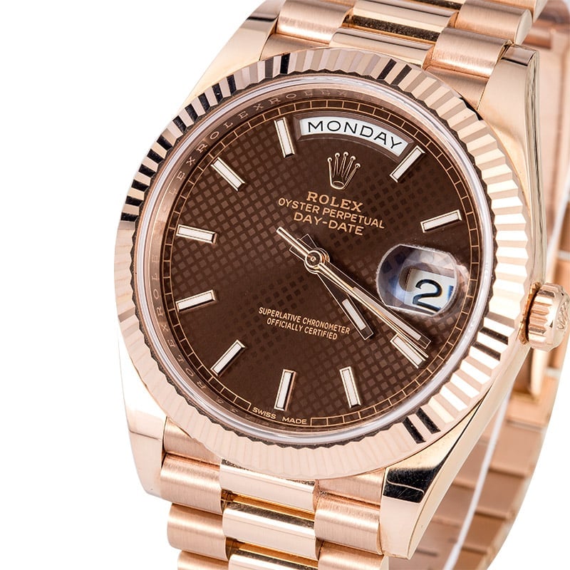 Unworn Rolex President Everose Gold 228235 Chocolate Dial