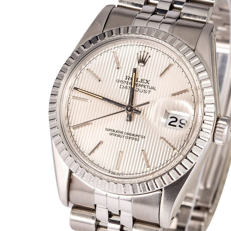 Men's Rolex Datejust 16030 Silver Tapestry Dial