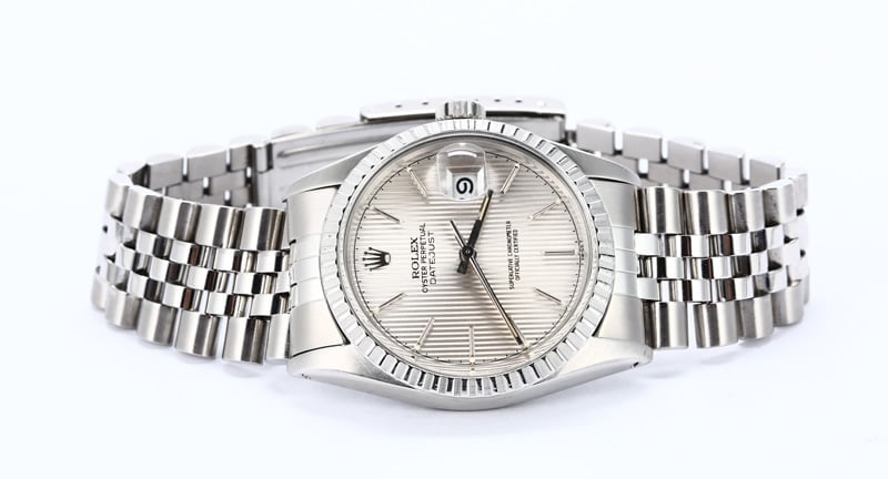 Men's Rolex Datejust 16030 Silver Tapestry Dial