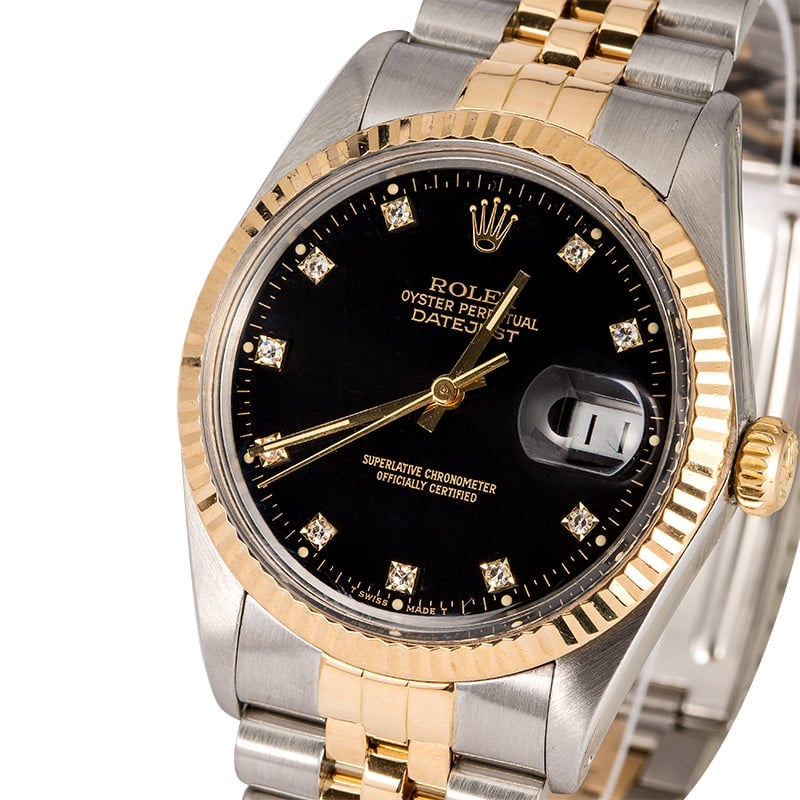 Men's Rolex Datejust 16013 Black Diamond Dial