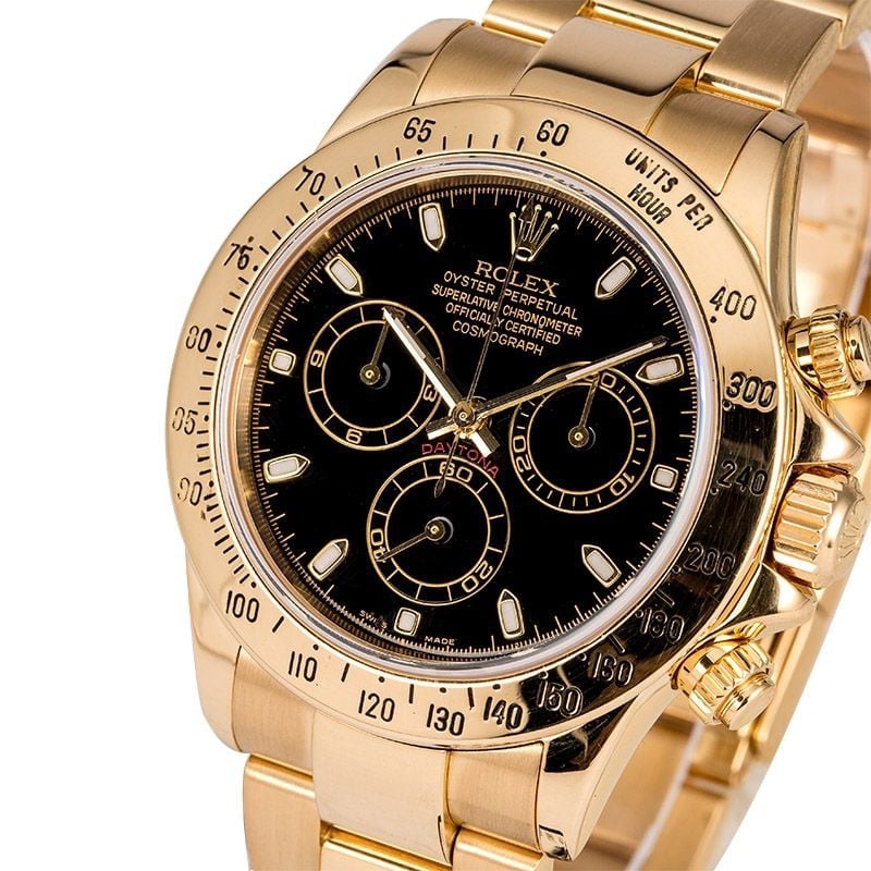 Men's Rolex Daytona 116528BKSO Yellow Gold Oyster