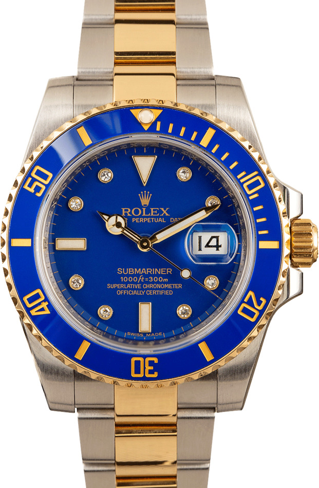Certified Rolex Submariner 116613 Blue Dial