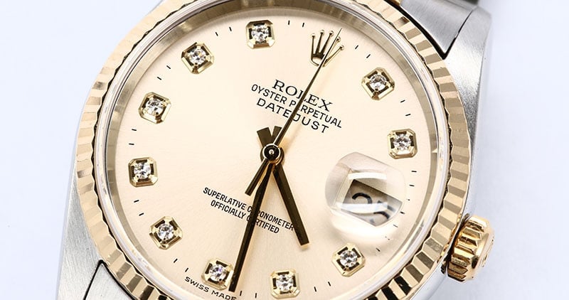 Men's Rolex Datejust 16233 Silver Diamond Dial
