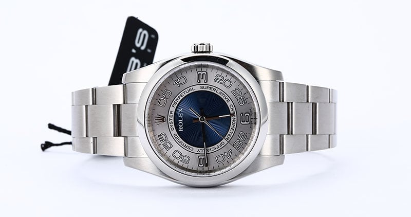 Certified Rolex Oyster Perpetual 116000 Concentric Blue Dial
