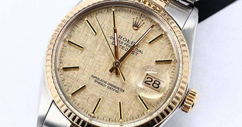 Authentic Rolex Datejust 16013 Champagne Linen Dial