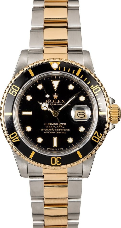 Certified PreOwned Rolex Submariner 16803 Two-Tone Oyster