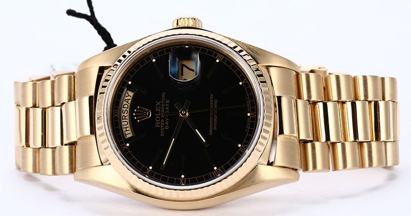 Rolex Day-Date 18038 Black Index Dial Certified Pre-Owned