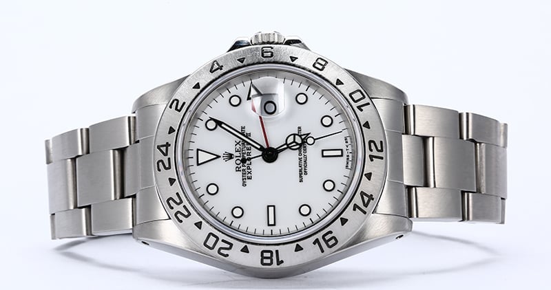 Certified Rolex Explorer II 16570 White Polar Dial