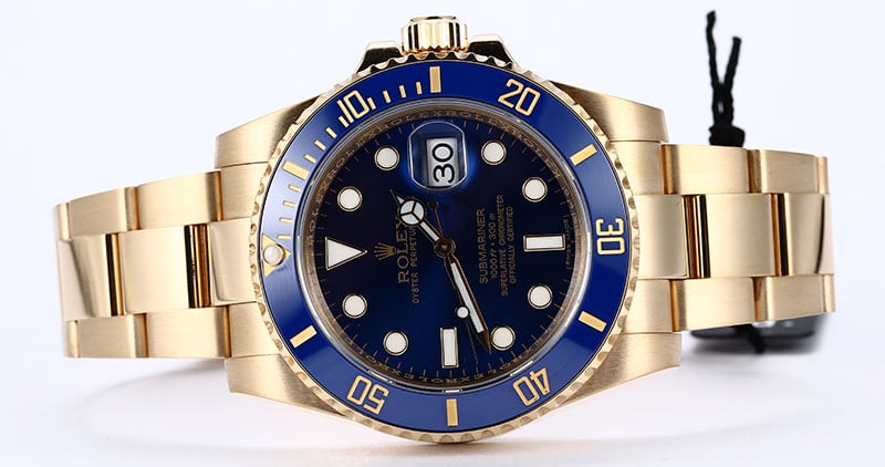 Gold Rolex Submariner 116618 Blue