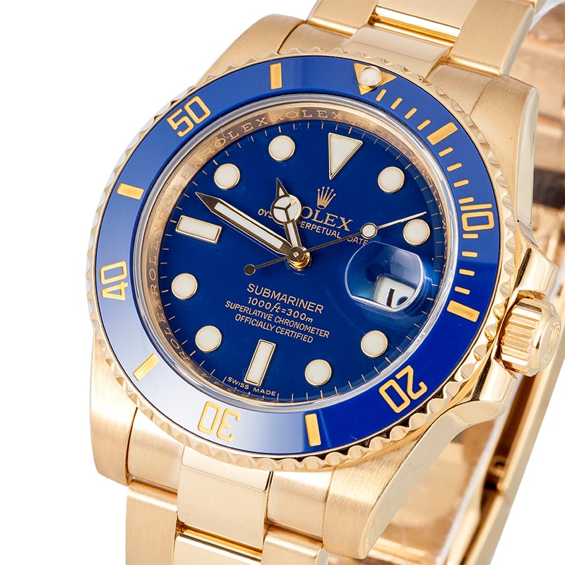 Gold Rolex Submariner 116618 Blue