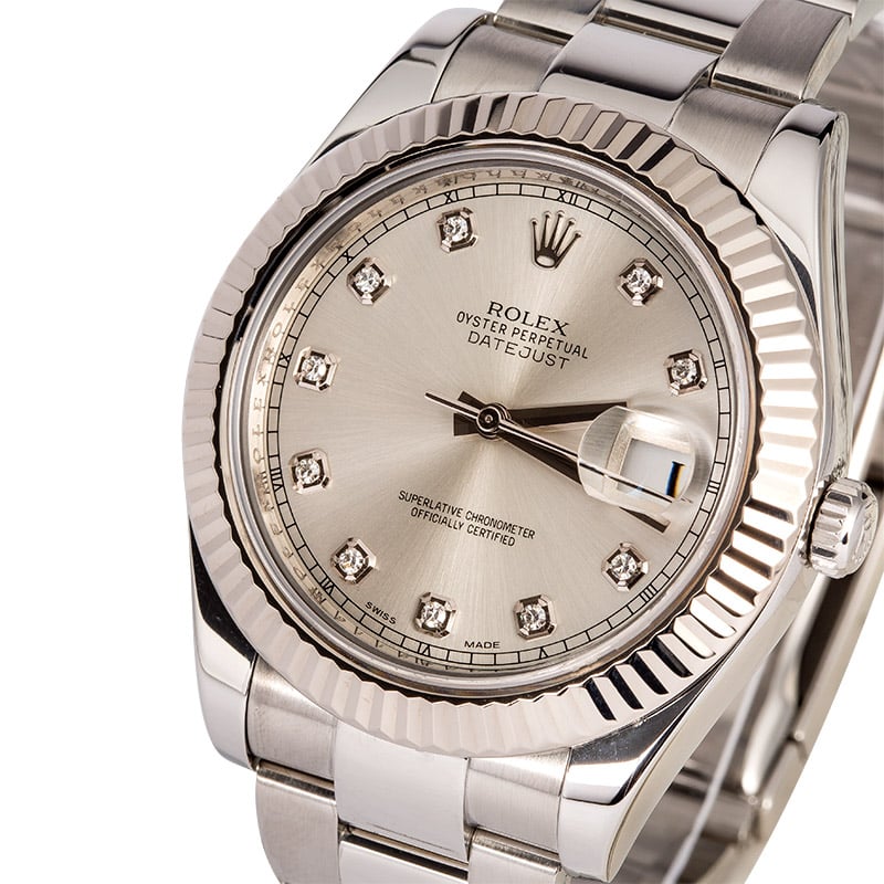 Rolex Datejust II Ref. 116334 Silver Diamond Dial