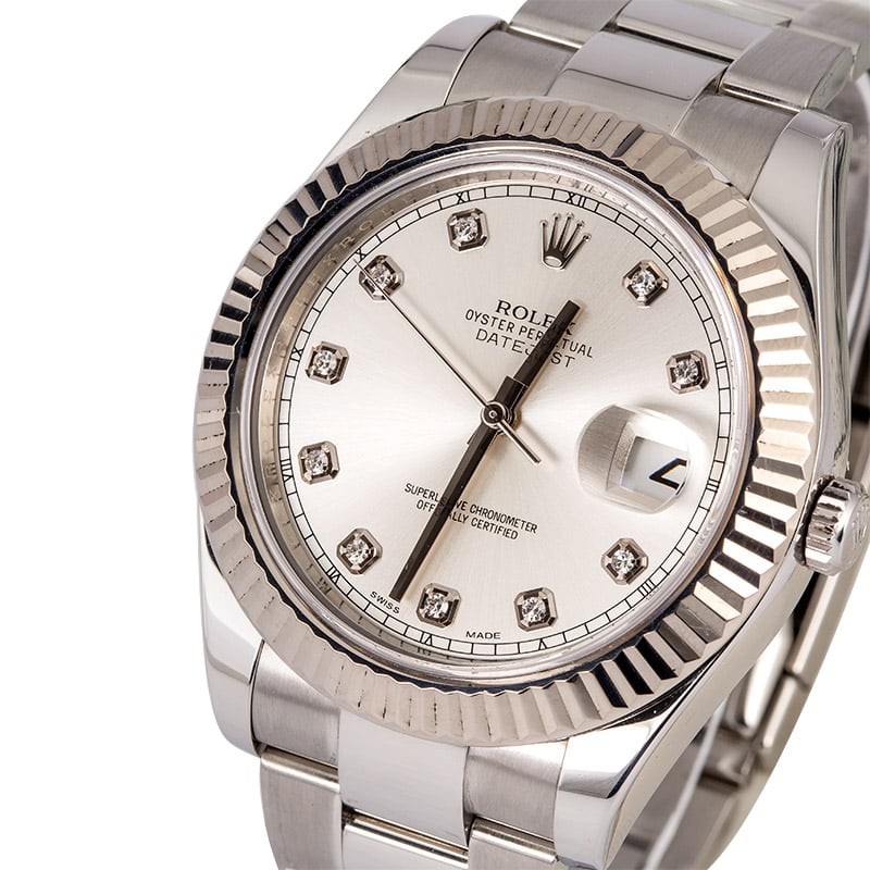 Rolex Datejust II Silver Diamond Dial 116334