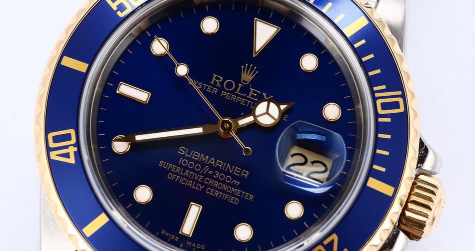 Blue Dial Rolex Submariner 16613 Two Tone Men's Watch