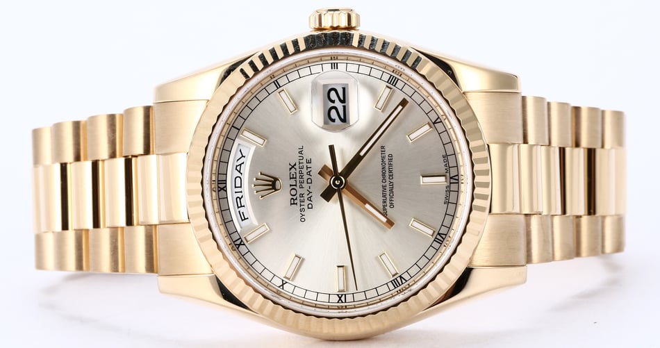 Rolex President 118238 Silver Luminescent Dial