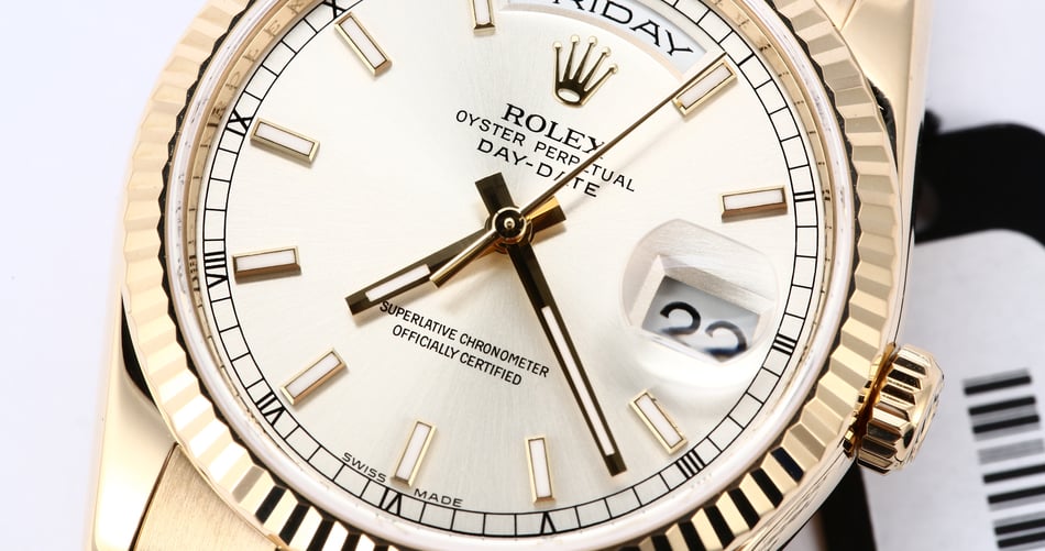 Rolex President 118238 Silver Luminescent Dial