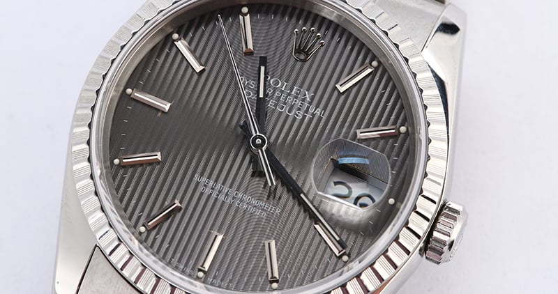 PreOwned Rolex Datejust 16220 Slate Tapestry Dial