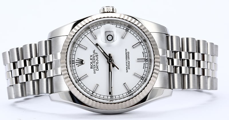 Rolex Datejust 116234 White Luminescent Steel Jubilee