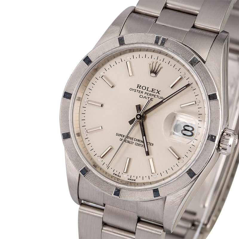 Rolex Date 15210 Silver Dial Steel Oyster