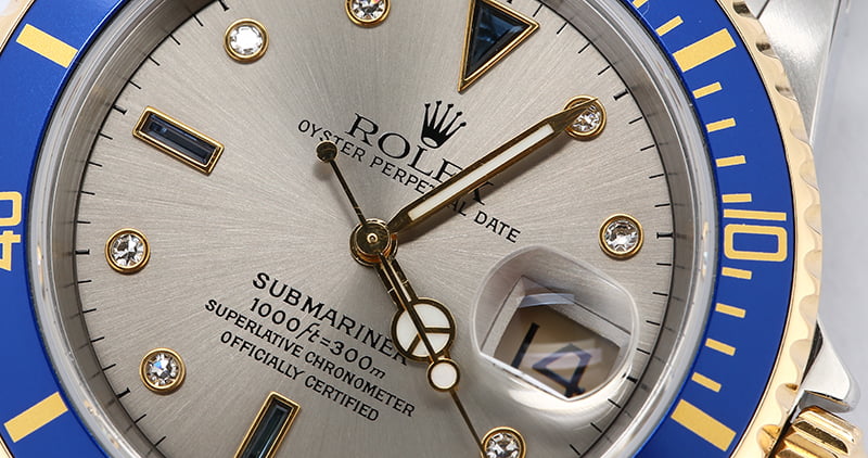 Rolex Submariner 16613 Slate Serti Men's Watch