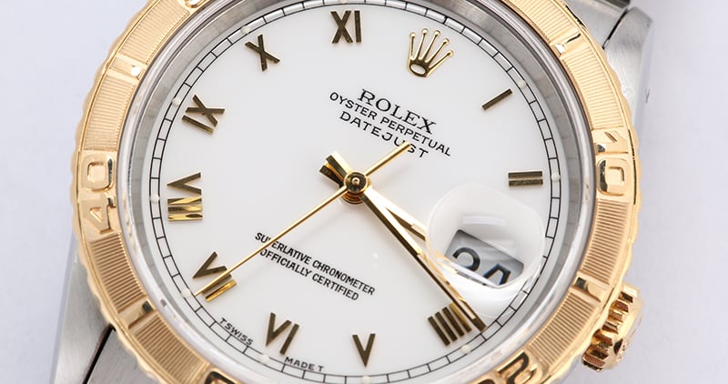 Rolex Datejust Turn-O-Graph 16263 White Roman Dial