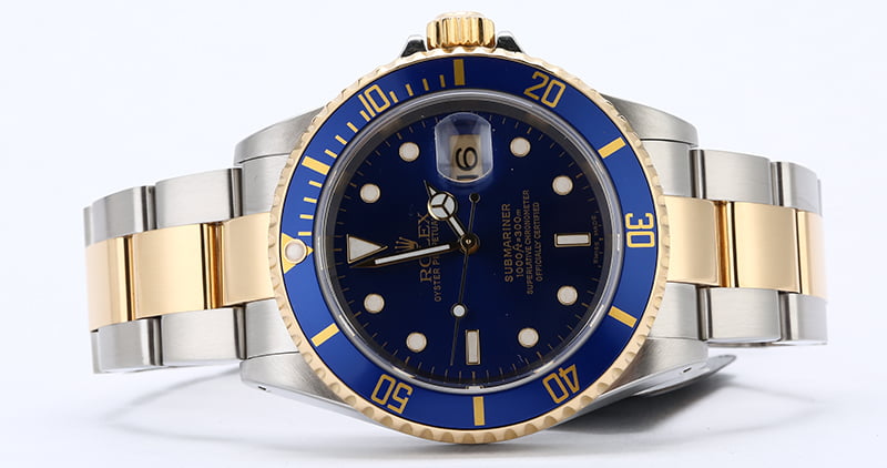 Men's Rolex Submariner 16613 Blue Bezel Insert