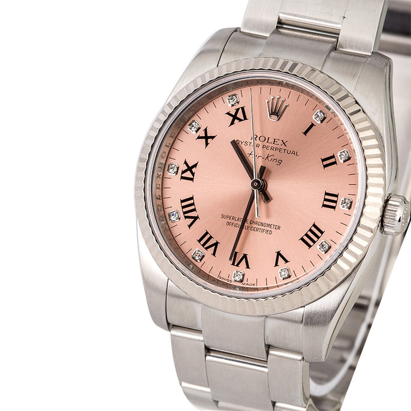 Rolex Air-King 114234 Salmon Diamond Roman Dial