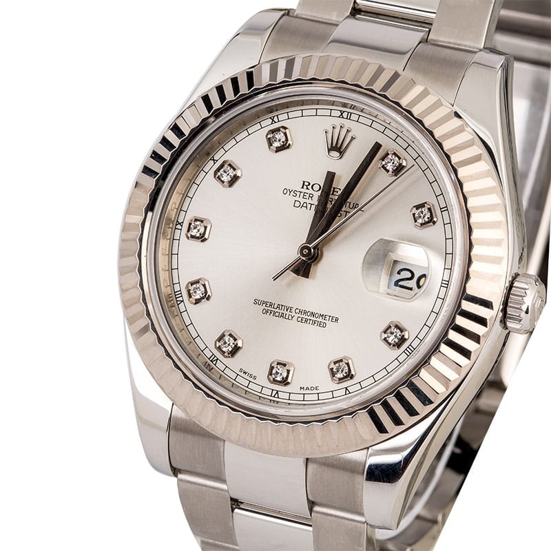 Used Rolex Datejust 116334 Silver Diamond Dial