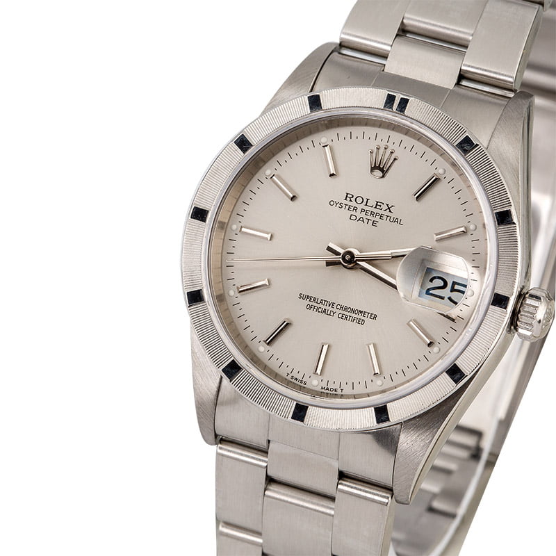 Rolex Date 15210 Silver Dial with Steel Oyster