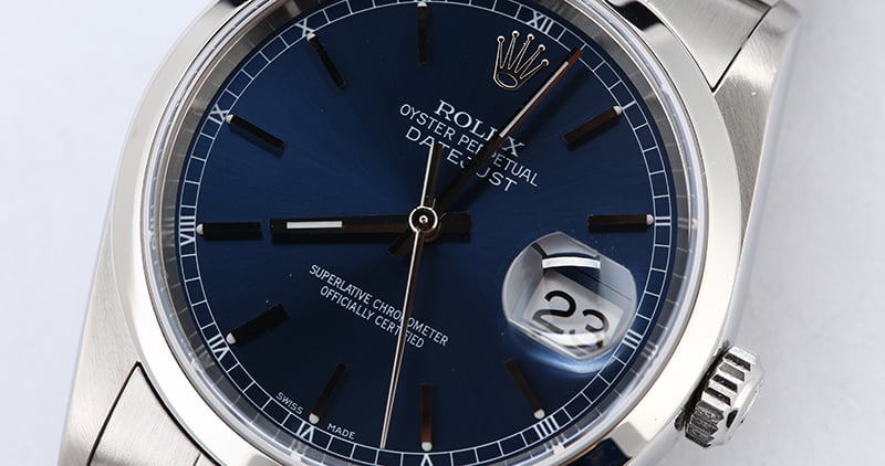 Rolex Datejust 16200 Blue Dial Steel Oyster