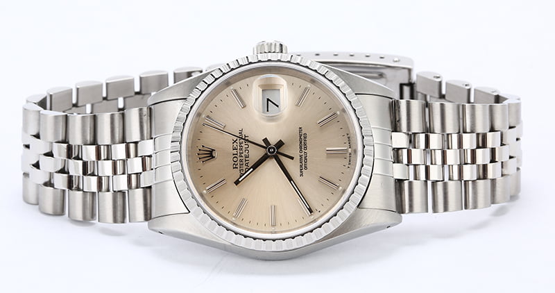 Men's Used Rolex Datejust 16220 Silver Index Dial