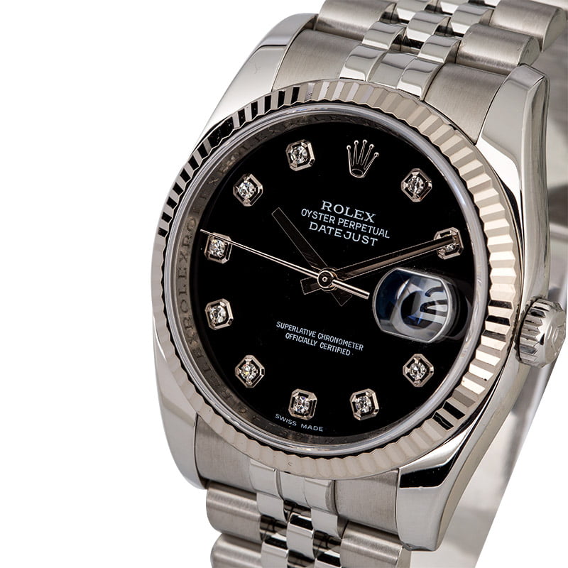 Diamond Rolex Datejust 116234 Black Dial