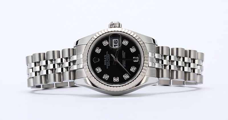 Rolex Ladies Datejust 179174 Black Diamond Dial