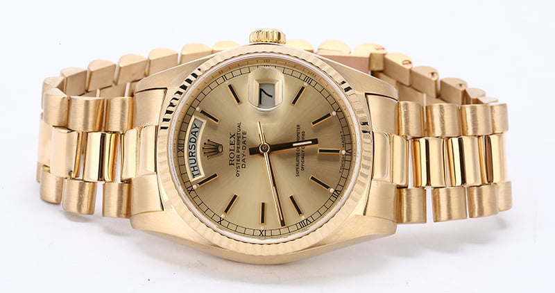 Pre Owned Rolex Champagne President 18038 t