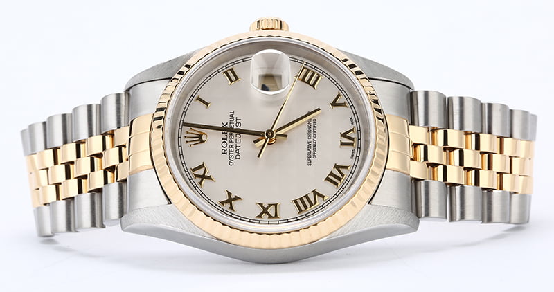 Two Tone Rolex Datejust 16233 Ivory Pyramid Dial