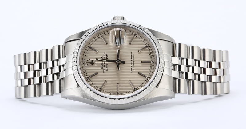 Rolex Datejust 16220 Silver Tapestry Index Dial