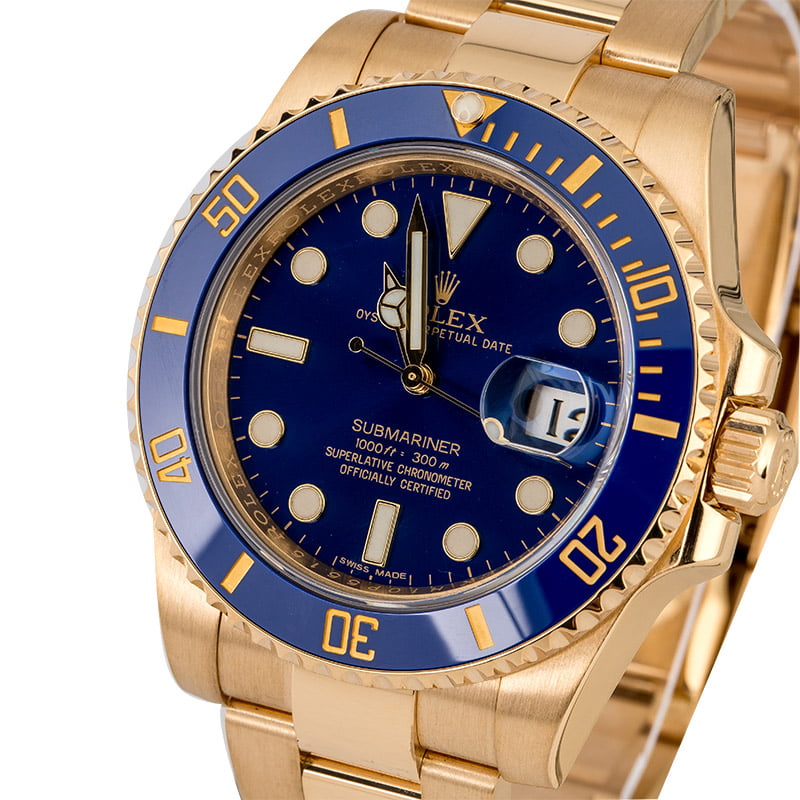 Rolex Gold Submariner 116618 Blue Dial