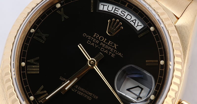 Rolex President 18038 Black Roman Dial