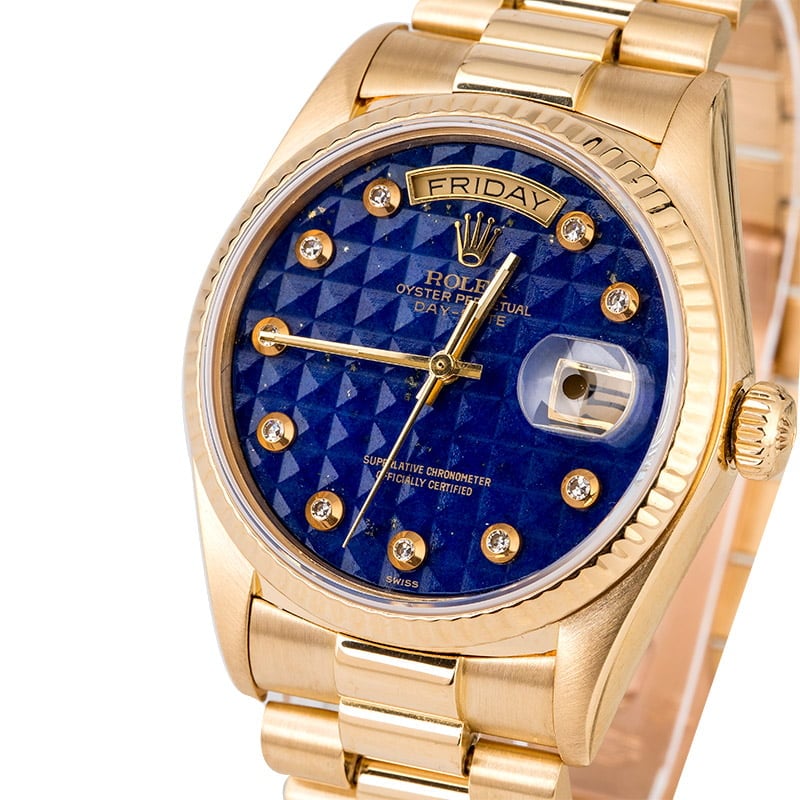 Rolex Presidential 18038 Blue Lapis Pyramid Diamond Dial