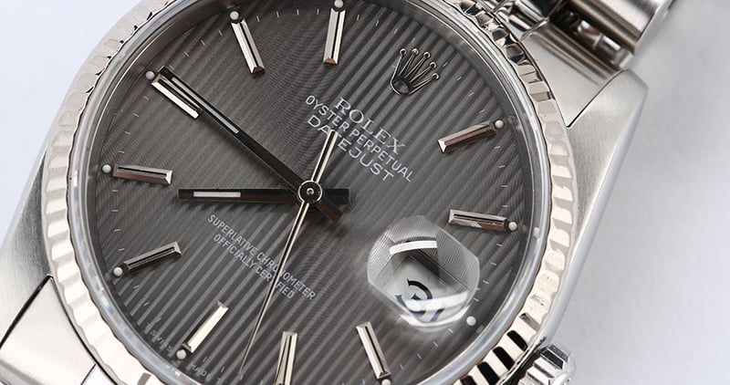 Steel Rolex Datejust 16234 Slate Tapestry Dial