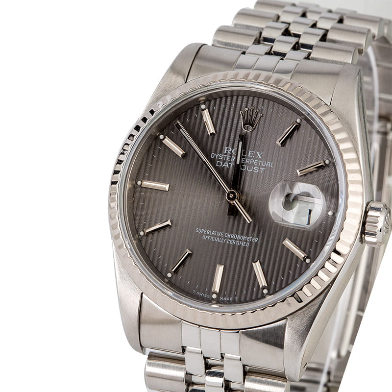 Steel Rolex Datejust 16234 Slate Tapestry Dial