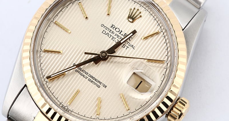 Pre-Owned Rolex Datejust 16013 Silver Tapestry Dial