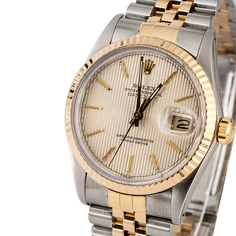 Pre-Owned Rolex Datejust 16013 Silver Tapestry Dial