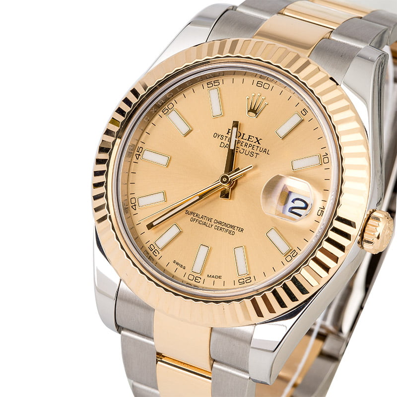 Rolex Datejust II Ref 116333 Champagne Dial White Index