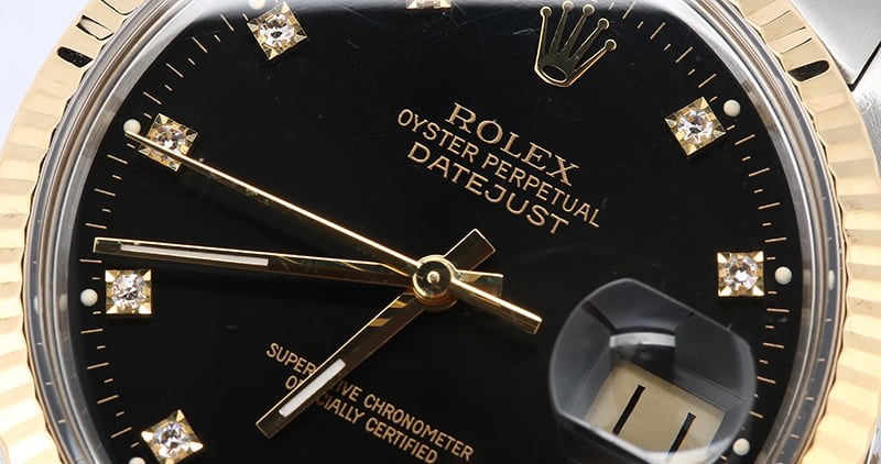 PreOwned Rolex Datejust 16013 Black Diamond Dial