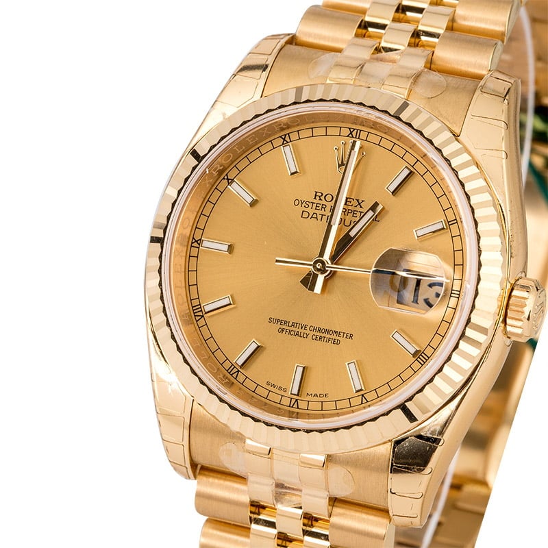 Unworn Rolex Datejust 116238 Yellow Gold Jubilee