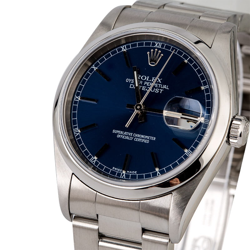 Rolex Datejust 16200 Blue Index Dial