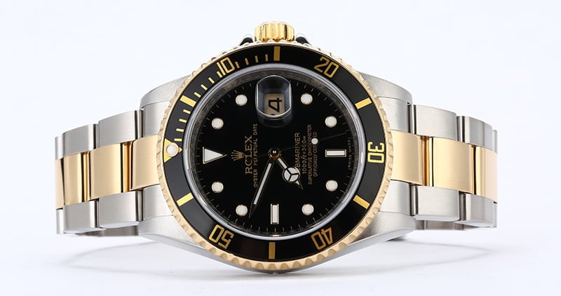 Rolex Submariner 16613 Serial Engraved with Gold-Thru Clasp