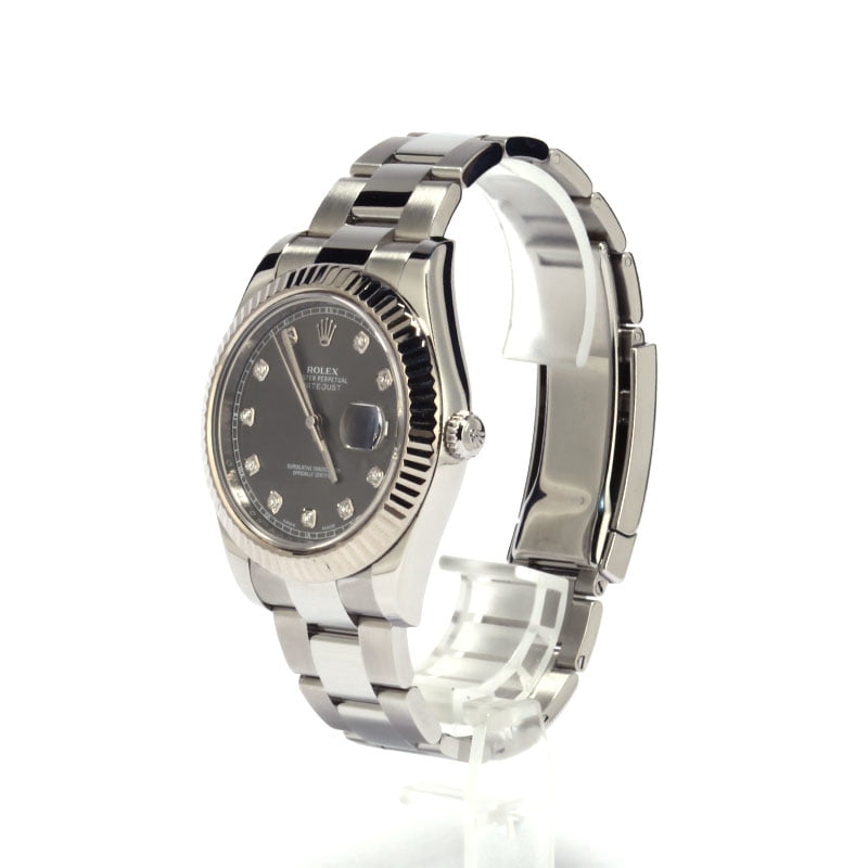 Certified Rolex Datejust 116334 Slate Diamond Dial