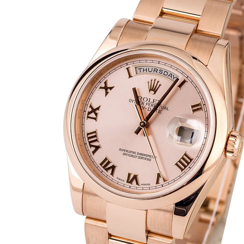 Rolex Day-Date 118205 Everose Gold Oyster Bracelet