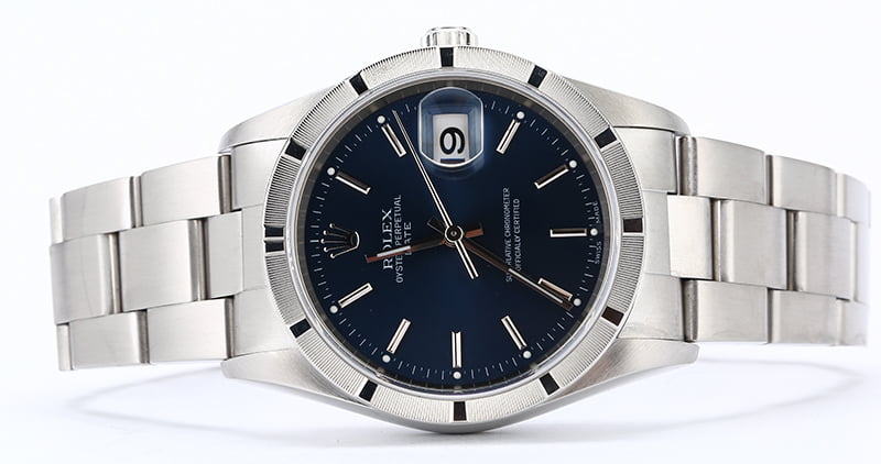 Rolex Date 15210 Blue Dial with Steel Oyster